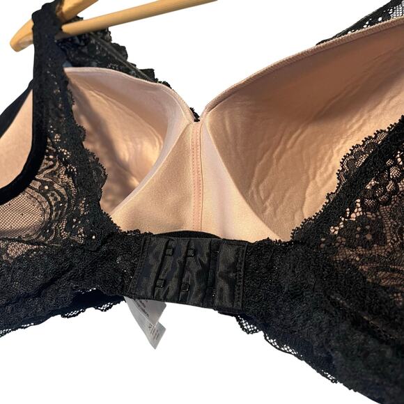Gilligan O Malley Women's XL Padded Lace Bralette Black Nude Mesh Lace - Picture 4 of 5